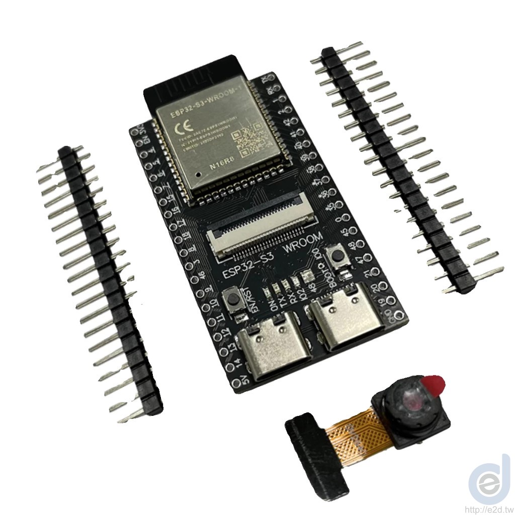 ESP32-S3 N16R8 CAM 開發板正面附相機附 PIN 腳位標示